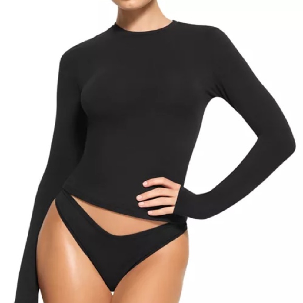 SKIMS COTTON JERSEY LONG SLEEVE - SOOT